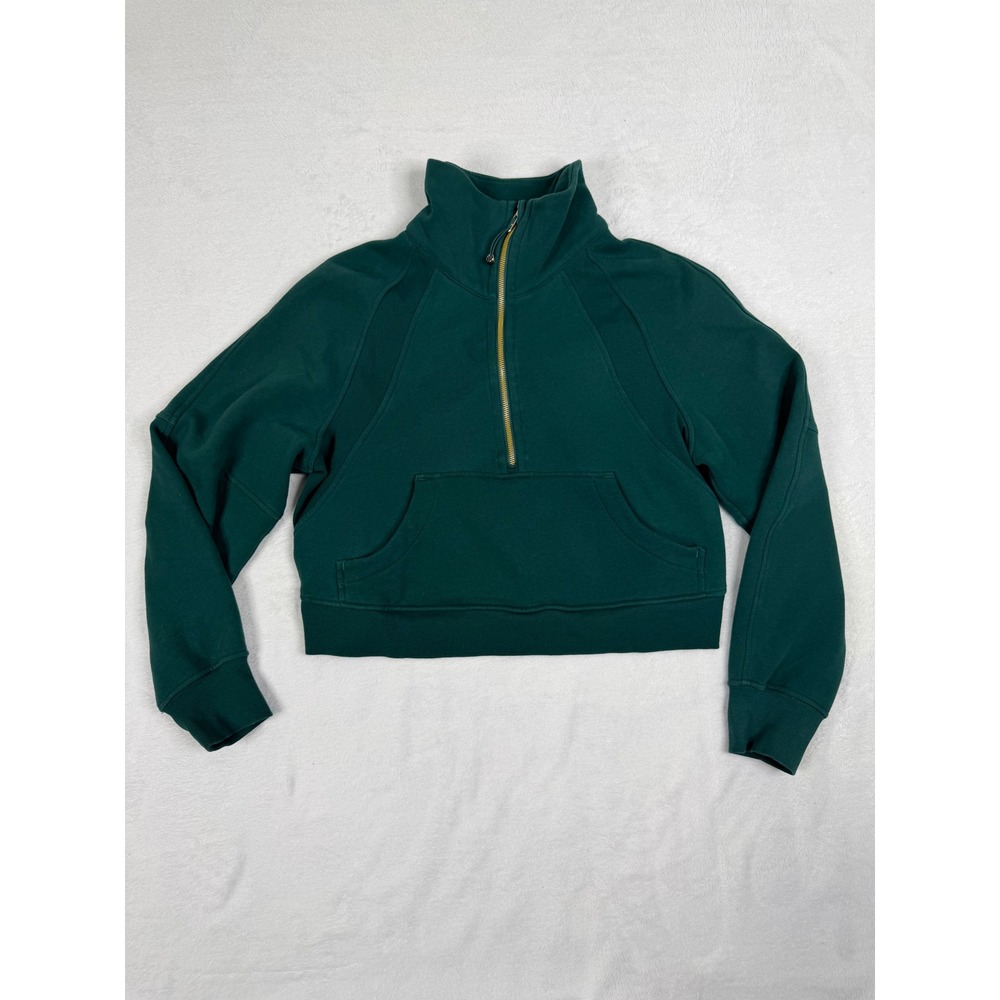 Lululemon Scuba Oversized Funnel Neck Half Zip Storm Teal Gold Zip XS/S